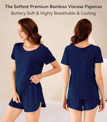 Image of WiWi Viscose from Bamboo Pajamas Set for Women Super Soft Short Sleeve Cooling Summer Plus Size Pjs Sets Sleepwear S-4X