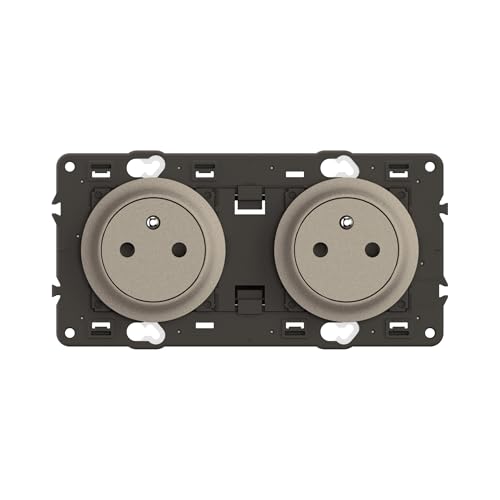 LEGRAND - Prise Electrique Double avec Terre Céliane Surface Confort - Prise Affleurante avec Socle Rétractable - Titanium - A compléter avec une plaque