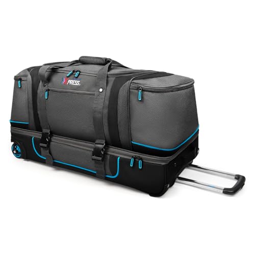 30''Extra Large Rolling Duffle Bag with Wheels w/Handle,Big Expandable Travel Duffle Bag for Men Wome,2 Layers of Space, Multiple Interior and Exterior Pockets#TBL-074,Blue2