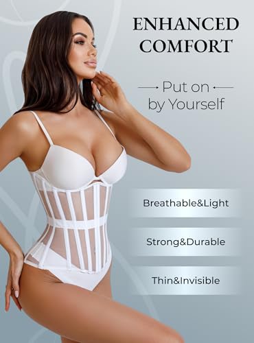Image of Mesh Corset Waist Trainer for Women - Underbust Corset Lace Up - Waist Cincher Shapewear - Body Shaper