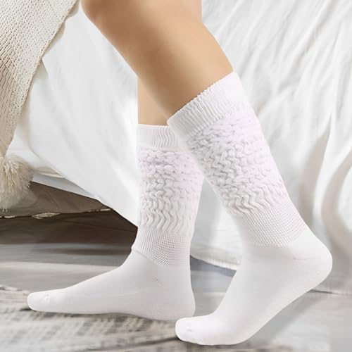 Image of Women's Slouch Socks, Soft Extra Long Scrunch Knee High Sock fall Winter Knit Slouchy Thigh High Boot Socks, 4 Pack