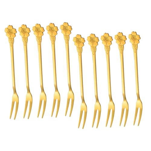 Mikinona 10Pcs Stainless Steel Fruit Forks Multipurpose Dessert Tasting Forks with Smooth Edges for Appetizers Salads Cakes and Cocktails for Parties and Gatherings