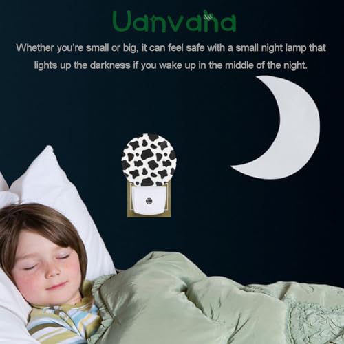 Uanvaha NITELITE-A2020 Cow Print Night Lights Plug Into Wall Black White Dots Animal Skin Farmhouse Night Lamp Auto On/Off Dim Light Sleep Friendly thumb #2