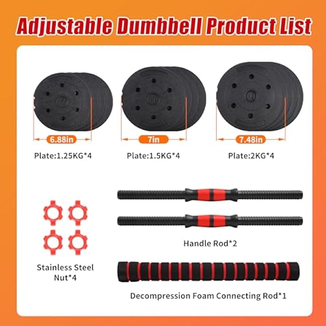 Adjustable Weights Dumbbells Set, 40lbs Free Weights with Connector, Convertible Dumbbell Barbell Push-up Stand Set, 3 in 1 Home Gym Fitness Weight Set for Men and Women