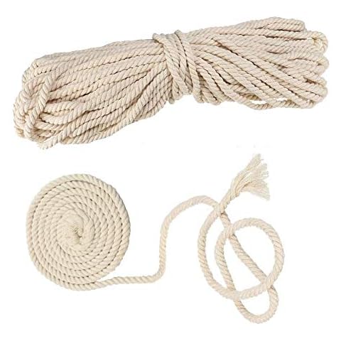 AILINDA 55 Yards Macrame Cotton Cord DIY Handmade Craft Knitting Cord for Crochet Table Mats Baskets Rope Outdoor Hammock Rope (8mmx50m) Cover