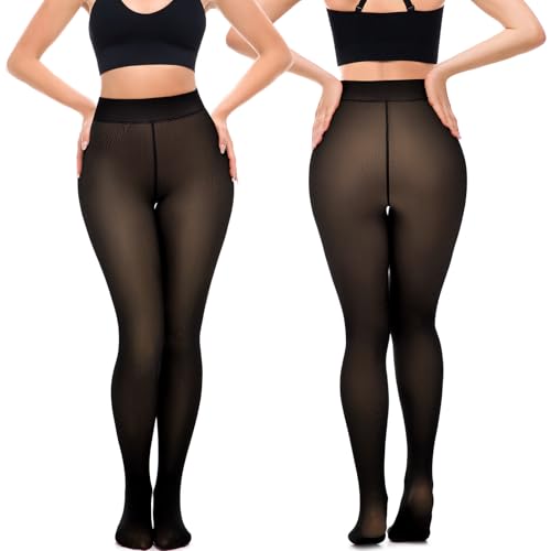 SINOPHANT Fleece Lined Tights for Women, Fake Translucent Warm Pantyhose Sheer Thick Tights for Winter2