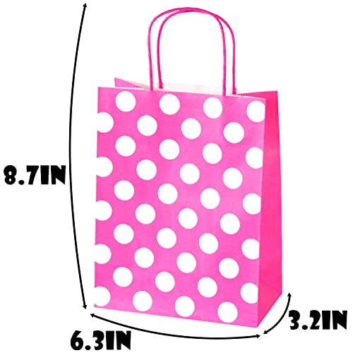 Image of BLEWINDZ 32 Pieces Small Gift Bags with 32 Tissues, 8 Colors Rainbow Party Favor Bags with Handle for Birthday, Wedding and Party Celebrations (Polka Dots)