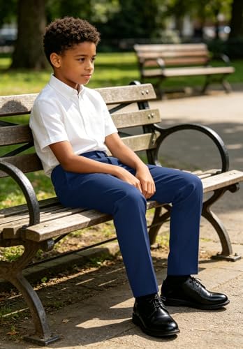 Image of DHTS Boys Dress Pants (Size 2-20 Years) Slim Fit Uniform Pants for Toddler & Teens