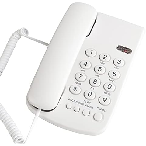Corded Landline Telephone Mechanical Lock Desk Landline Phone, Loud Ringer Adjustable, Mute, Pause, Redial House Phone for Home Office Hotel, Corded Telephones Cover
