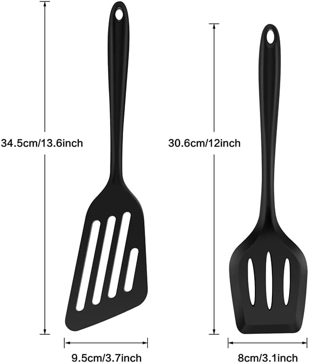 Miniatura 7 de Armrouns Juego de espátulas de silicona, 2 piezas resistentes al calor, antiadherentes, espátulas ranuradas, juego de utensilios de cocina