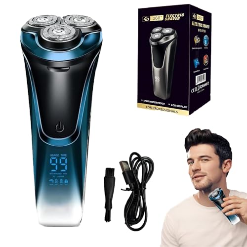 Snapbuy Electric Razor for Men, Snapbuy Electric Razor Pro of Father, 4D Floating Head Rotary Shaver,2026 New Electri c Shaver with LCD Display & Quiet Motor, IPX7 Waterproof (Blue)