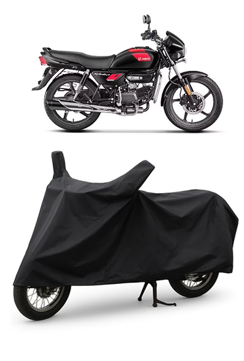 Image of DAXO Waterproof Bike Cover for Hero Splendor Plus Xtec | All Weather Protection from Rain, Dust, UV Rays & Scratches with Mirror Pockets & Buckle Belt | Splendor Plus Xtec Bike Cover