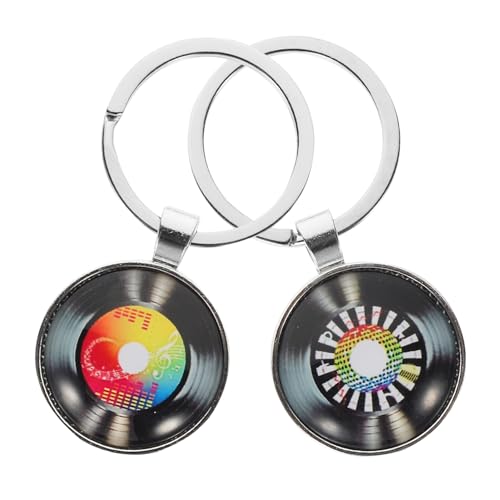 2piezas llavero de disco de vinilo retro llavero de creativo para mochilas accesorio musical vintage para