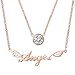 18K Women's Titanium Steel Rose Gold Plated Golden Short Chain Single Zircon Clavicle Necklace 17 Inch