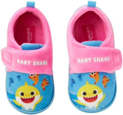 Nickelodeon Toddler Girls’ Baby Shark Slippers - Plush Fuzzy Slippers (Toddler), Size 9-10, Baby Shark