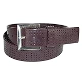 PGA TOUR Silicone Perforated Golf Belt - Brown (34)
