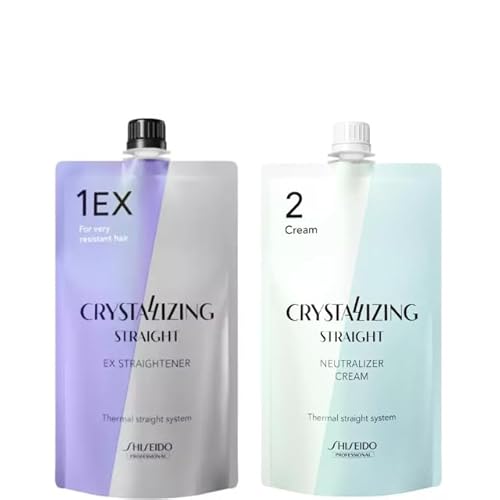 Shiseido Crystallizing Straight Hair Straightener EX1 + Neutralizer Cream Set for Very Resistant to Resistant Hair