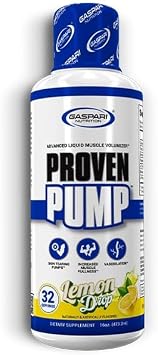 Gaspari Nutrition Proven Pump, Advanced Liquid Muscle Volumizer, Helps to Enhance Your Pump, Ultimate Add-On to Your Preworkout Stack 32 Servings, Lemon Drop