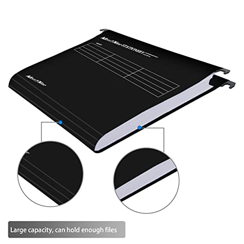 Merrynine Stapel von 15 hängenden Polypropylen-Ordnern mit Etiketten und Karten, geeignet für Schulen, Haushalte, Arbeitsplätze und schwarze Büros A4 Format