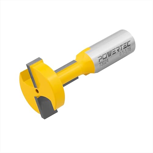 Miniatura 26 de POWERTEC Broca de router de pista T, broca de router con punta de carburo de tungsteno, vástago de 1/4 pulgadas, 7/16" de diámetro, pared