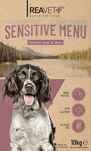 ReaVET Natur Hundefutter Trockenfutter Sensitive Menü 10kg – 100% Natürlich Trockenfutter Hund, Getreidefrei für Allergiker, Hunde Trockenfutter, Natur ohne Chemie und künstliche Vitamine