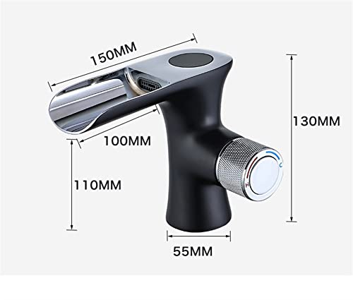 Robinet de lavabo contre les brûlures avec indicateur de température digital noir