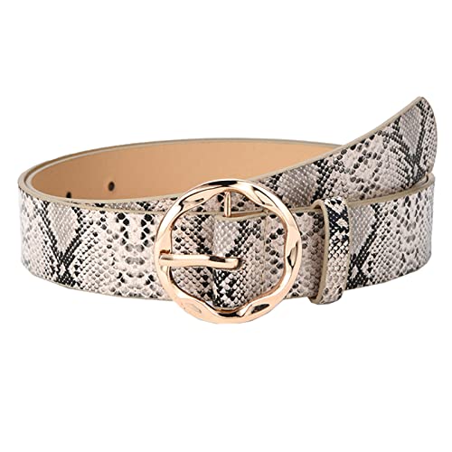 NiceYnn 3cm Wide Fashion Snake Leopard Irregular Buckle Leather Belt - Women Soft Faux Leather Chic Belt for Jeans Dress Pants Coat Snake