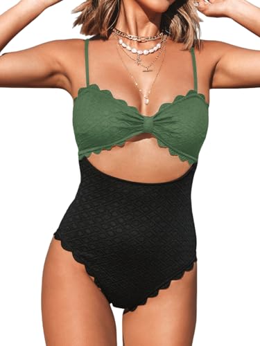 Image of CUPSHE Women's One Piece Swimsuit Sexy Cutout Scallop Trim Bathing Suit