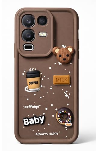 Image of Bintage Ball Bear| Donut| Milk Cake| Baby| Coffee Rubber Case Camera Protection Back Cover Compatible for Infinix Note 50s 5G+ - Brown