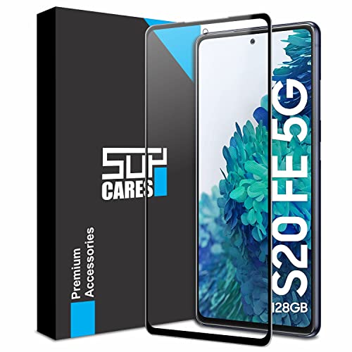 Image of SupCares Tempered Glass for Samsung Galaxy S20 Fe (6.5 Inch) With Installation Kit | Military-Grade Gorilla Screen Protector | Edge to Edge Coverage | Black
