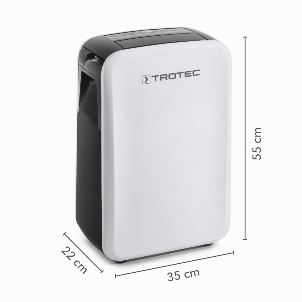 TROTEC Deshumidificador eléctrico TTK 71 E / 24L / Pantalla LED/Desagüe 2L / Silencioso/Portátil/para Habitaciones de 50m² / 125m³ / Filtro de Aire