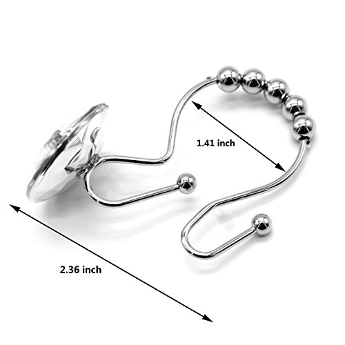 image for FINROS Decorative Shower Curtain Hooks, 12 Pcs Acrylic Double Glide Sh