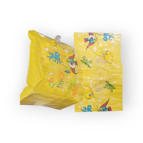 Image of Kids Swimming Arm Bands, Sea Animals Design, Ages 3-12 Years, Yellow (Yellow, 3-6)