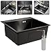 Produktbild Begoniape Rostfreier Stahl Spülbecken Schwarz 46x35.5cm, Schnelle Kunststoff Nanote Entwässerung Einbauspüle, Unterschrank Spüle mit Waschbecken aus mattschwarzem Edelstahl, Seifenspender, Rohr