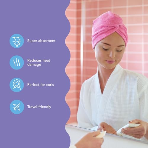 Image of Turbie Twist 2-Pack Microfiber Hair Towel for Beauty, Travel, Gifting - Wrap Turban for Straight, Wavy & Curly Hair - Premium Personal Care - Kelly Green & Wild Aster
