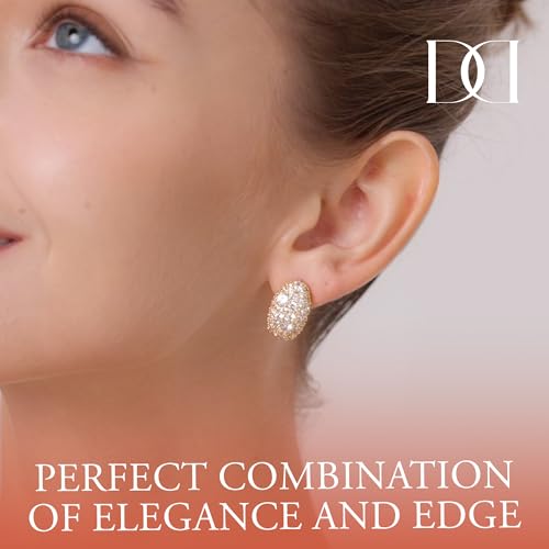 MINDDHA Teardrop Hoop Earrings for Women, 14K Gold Plated Pave Sparkly Hoops, 925 Sterling Silver Post, Cubic Zirconia Dome Huggie, Elegant Jewelry for Brides, Wedding, Fashion Gifts3