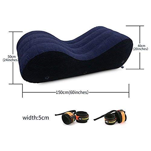 Inflatable Multifunctional Sofa, Yoga Chaise Lounge/Relax Chair, Bed Sofa with Handcuffs & Leg Cuffs, Portable Magic Cushion Ramp Body Pillow Inflatable Furniture Lounger for Couples