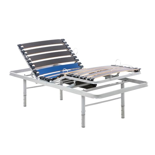 Geriafy - Cama Articulada Eléctrica | 90x190 cm | Reforzada y Compacta | Mando inalámbrico y Patas Regulables en 4 Alturas