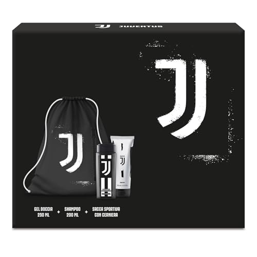JUVENTUS | Gift Set Bag - Doccia Shampo 250ml + Shampoo 200ml + Sacca Portascarpe - Set Pratico e Sportivo