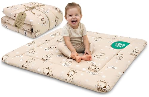 Totsy Baby Tapis d'eveil Chambre Bebe - Matelas de Sol Enfant pour eveil Jeux au de Parc Tapis en Coton et Epais pour bébé et Enfants 100 cm Certificat...