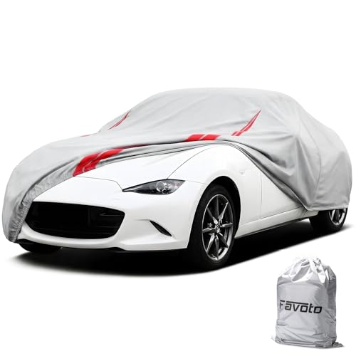 Image of Favoto Waterproof Car Cover Outdoor - Custom Fit for Mazda MX-5 Miata 1989-2025 Outdoor All Weather for Automobiles Sun Rain Dust Protection Full Exterior Cover with Door Zipper