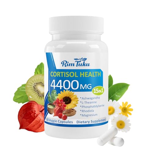RimTuku Cortisol Supplements for Women & Men -15-in-1 Cortisol Detox for Women, Cortisol Manager & Reducer with Ashwagandha, Rhodiola Rosea Supports Stress Relief, Adrenal Balance, 60 Capsules