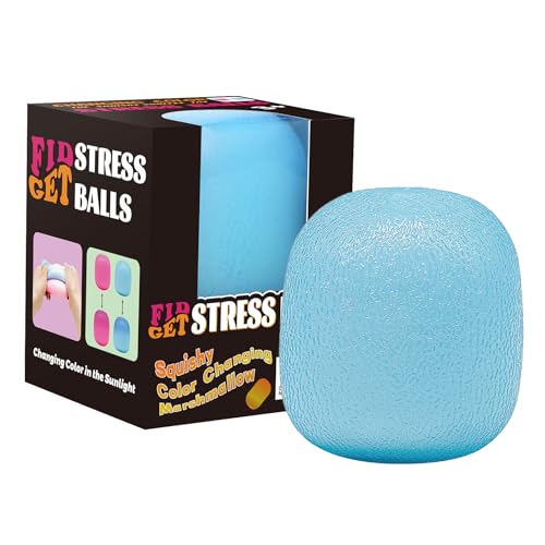 Fidget Toys Stressbälle für Kinder & Erwachsene - Sonnenlicht-farbenänderndes Eiswürfel-Squishy, Langsame Rückkehr-Knetball, Anti Stress Spielzeug, Light Change Stress Ball (Blue)