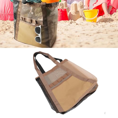 Alomejor Beach Bag, Portable Fashionable Mesh Shoulder Bag for Women Travel Shopping Camping2