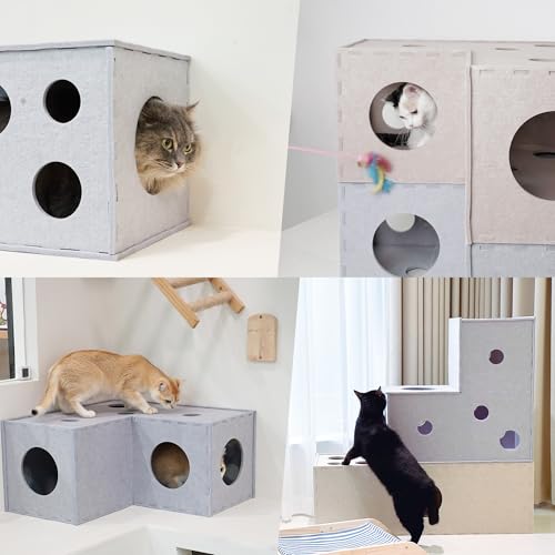 Meeyoview Cat Tunnel, Felt Tunnels for Indoor Cats, Peekaboo Hideaway Cave, Straight Cat Tunnel Bed, Interactive Cat Cube Toys for Small Medium Large Cats by Meeyoview - Image 6