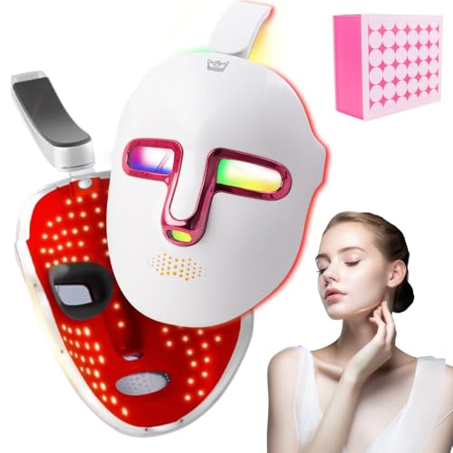 Rppiup LED Face Mask, 7 Colors LED Face Light Therapy Mask, Recha...