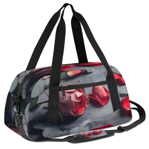 Red Rose Floral Kids Duffle Bag Boys Girls Small Sport Dance Gym Bag for Overnight Travel Weekender Carry On3