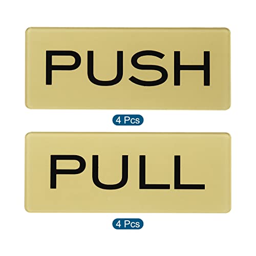 Patikil Push Pull Door Sign, 8 Pack Self-Adhesive Rectangle Acrylic Gate Sticker Wall Marker For Office Store Shop, Golden #TOP2