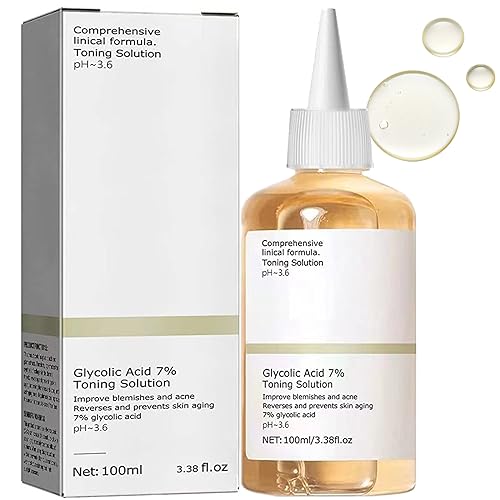 Glycolic Acid 7% Toning Resurfacing Solution,Hydrating Toning Solution,Skincare Hyaluronic Acid Serum,Exfoliate, Brighten,Blemishes,Acne, and Rejuvenate Moisturize & Strengthen Your Skin 1PC (100ml)