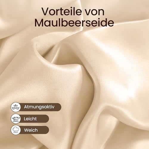 THXSILK 25 Momme Seide Kissenbezug für Haar und Haut - Maulbeerseide Kissenbezug - Hypoallergen mit Versteckter Reißverschluss - Pure Seide… – Ansicht 4